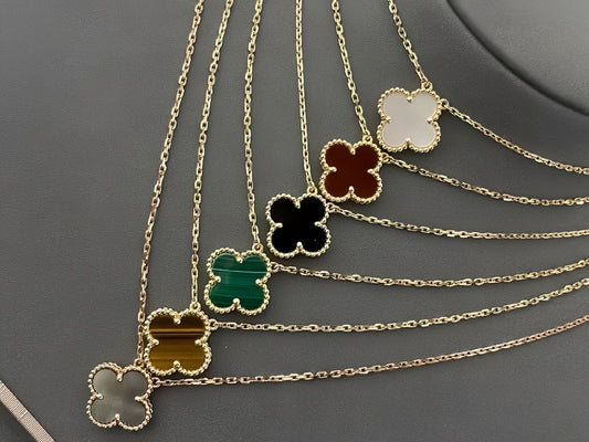 CLOVER NECKLACE SINGLE CLOVER ROSE - GOLD COLOR CHAIN