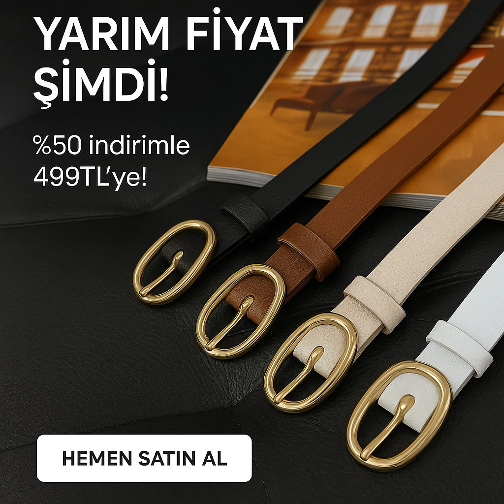 4'lü Premium Kombin Set Oval Gold Tokalı Minimalist Kadın Kemer (Pantolon/Ceket/Elbise İçin