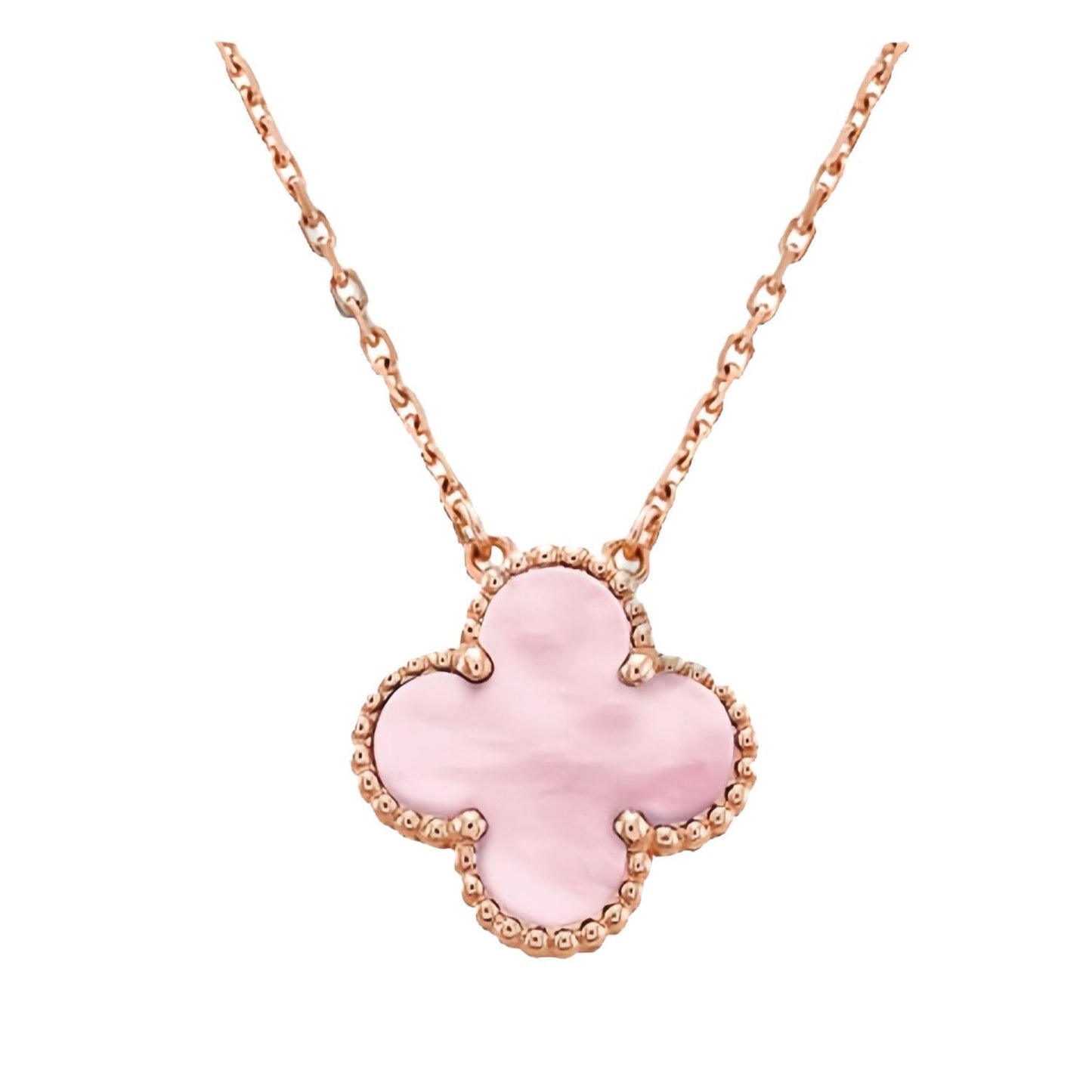 CLOVER NECKLACE SINGLE CLOVER ROSE - GOLD COLOR CHAIN