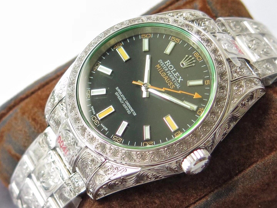 MILGAUSS 40MM STAINLESS STEEL GREEN BLACK ORANGE DIAL