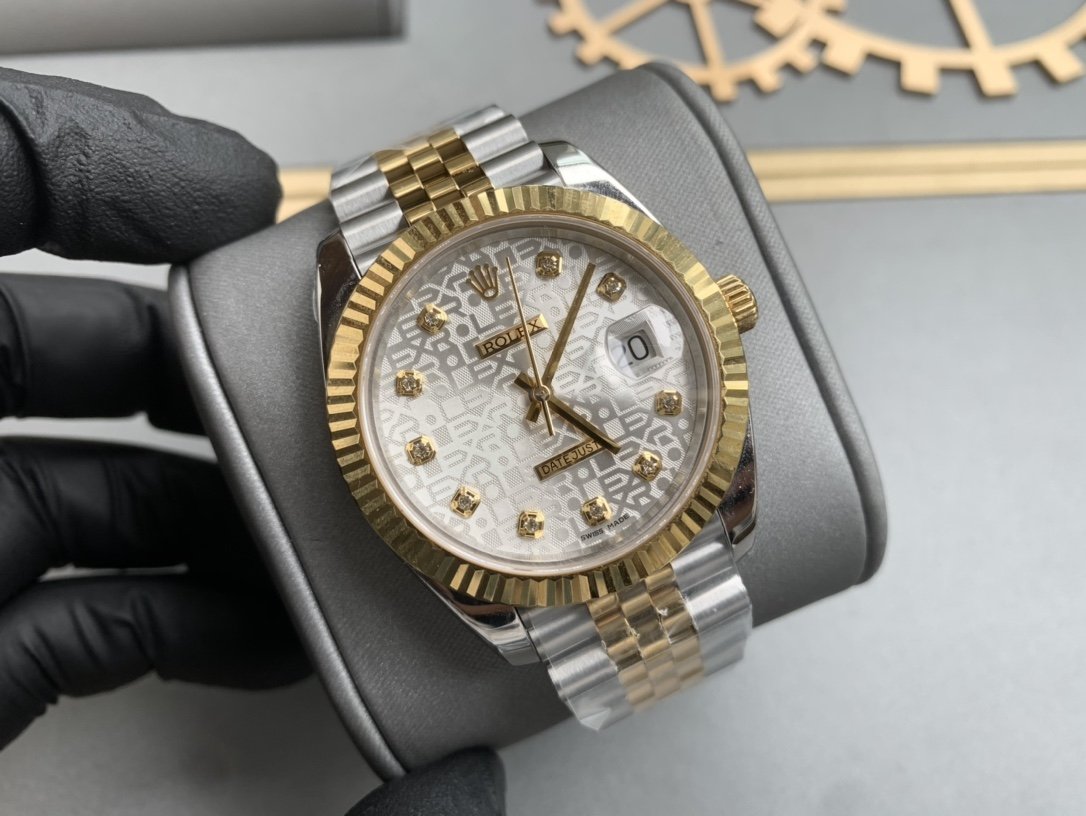 DATEJUST 41 TWO-TONE GREY DIAL DIAMOND NUMERALS