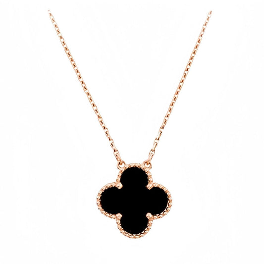 CLOVER NECKLACE SINGLE CLOVER ROSE - GOLD COLOR CHAIN