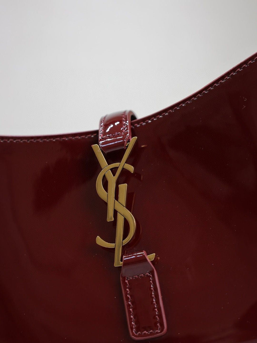 YS.L 2025  Bag 25cm Black Gold Patent Deri