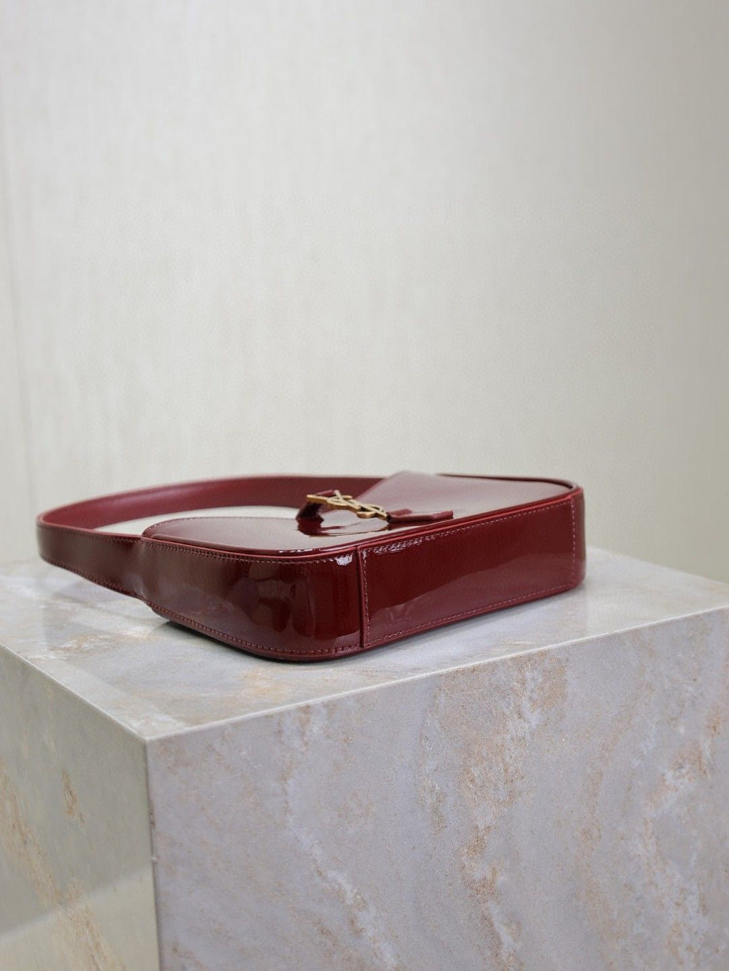 YS.L 2025  Bag 25cm Black Gold Patent Deri