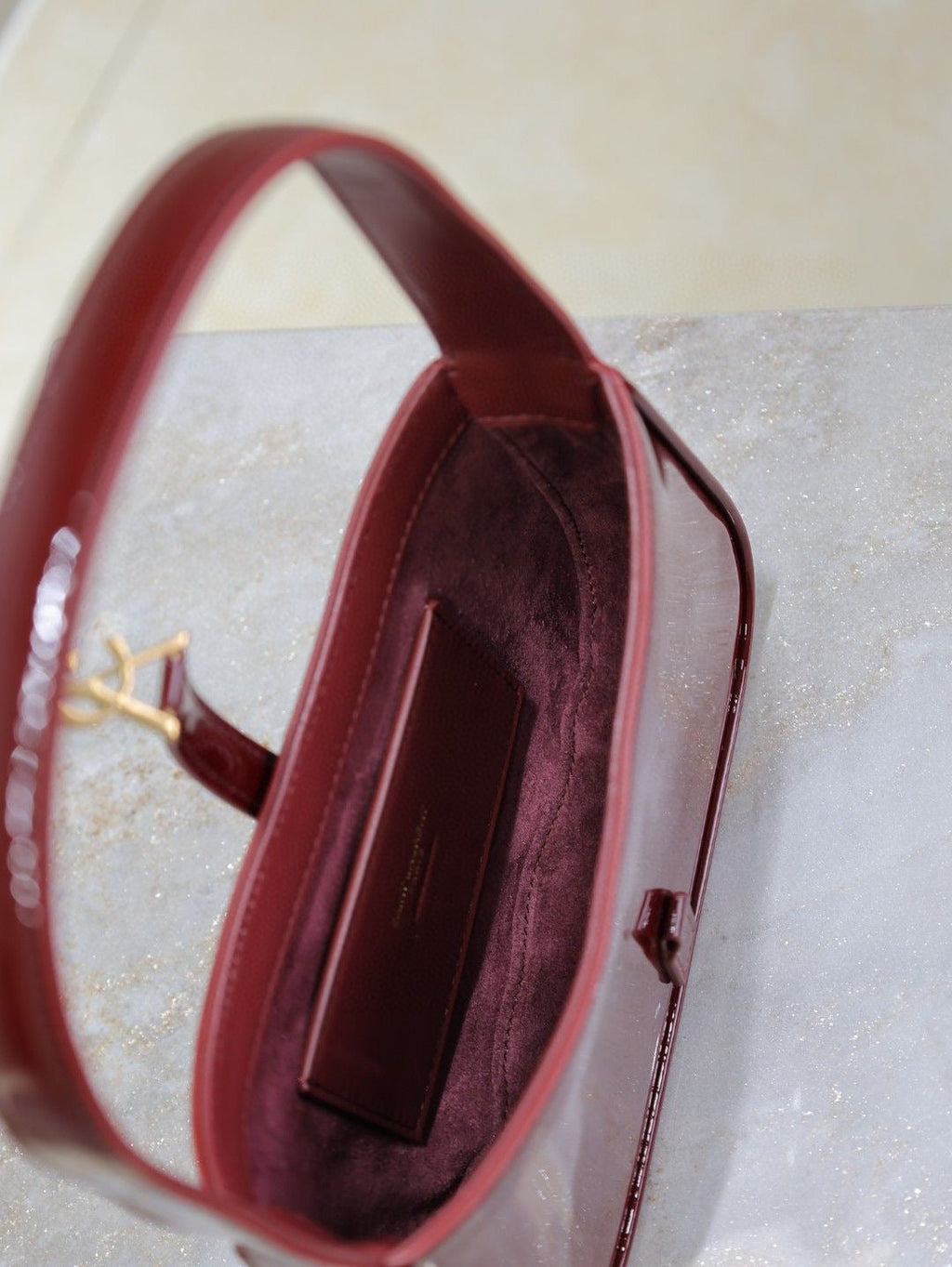 YS.L 2025  Bag 25cm Black Gold Patent Deri