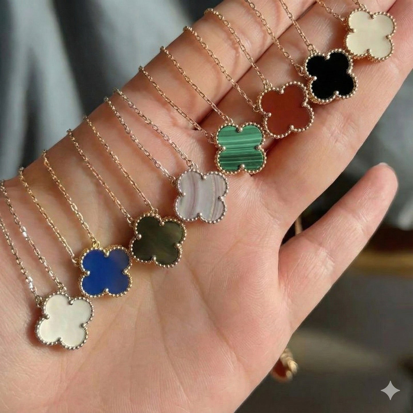 CLOVER NECKLACE SINGLE CLOVER ROSE - GOLD COLOR CHAIN