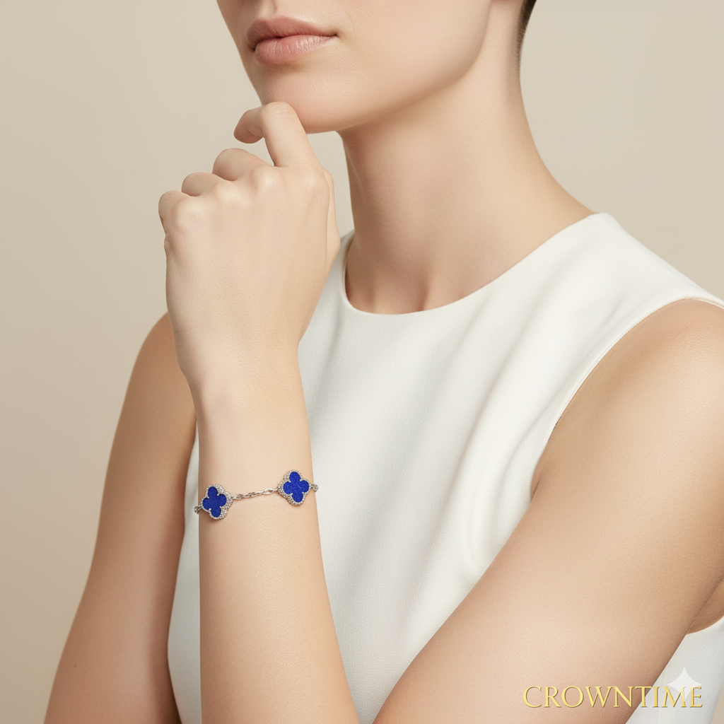 CLOVELLA Bracelet - Silver/Navy Blue