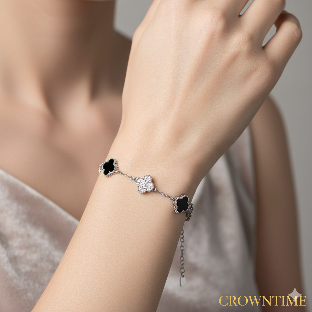 CLOVELLA Bracelet - Silver/Black