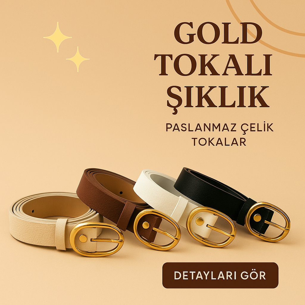 4'lü Premium Kombin Set Oval Gold Tokalı Minimalist Kadın Kemer (Pantolon/Ceket/Elbise İçin