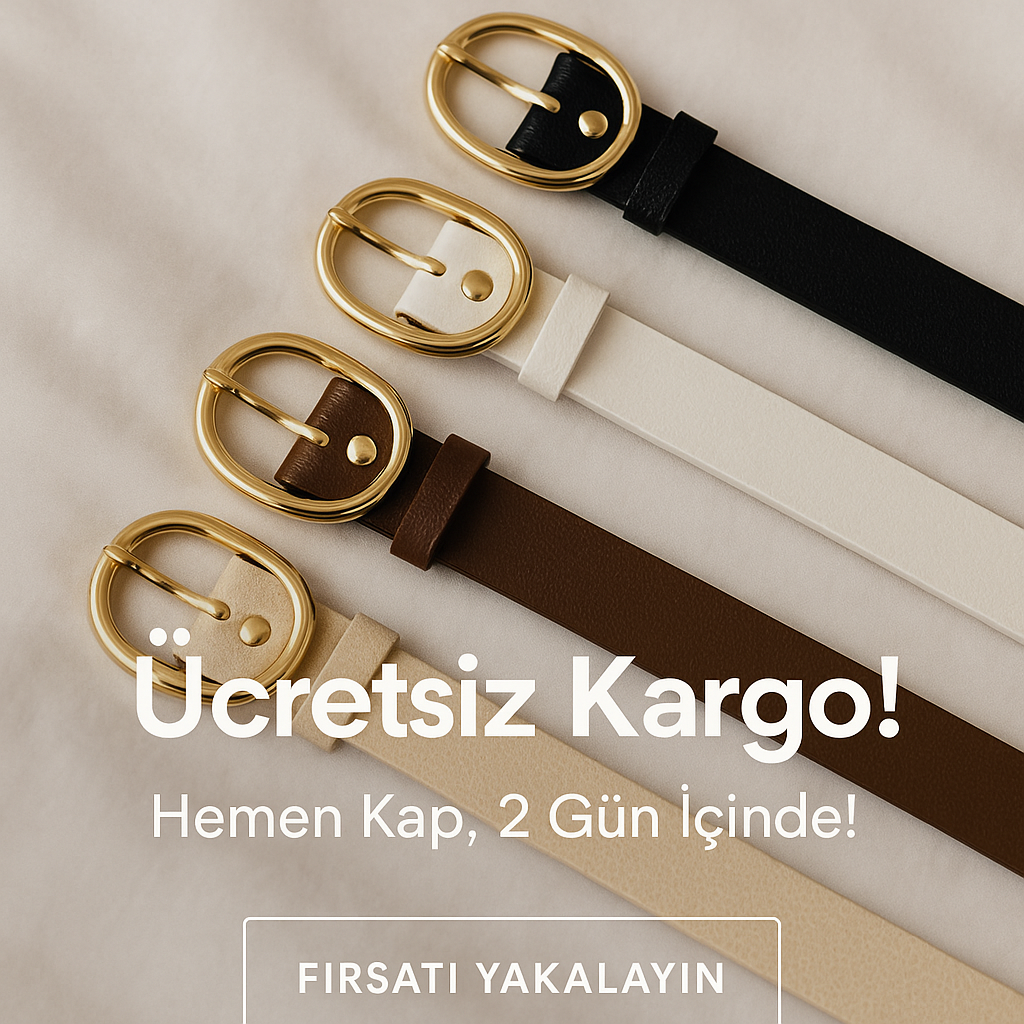 4'lü Premium Kombin Set Oval Gold Tokalı Minimalist Kadın Kemer (Pantolon/Ceket/Elbise İçin