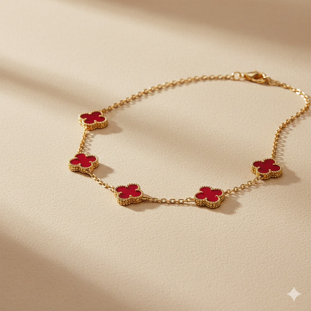 CLOVELLA Necklace - Gold/Red