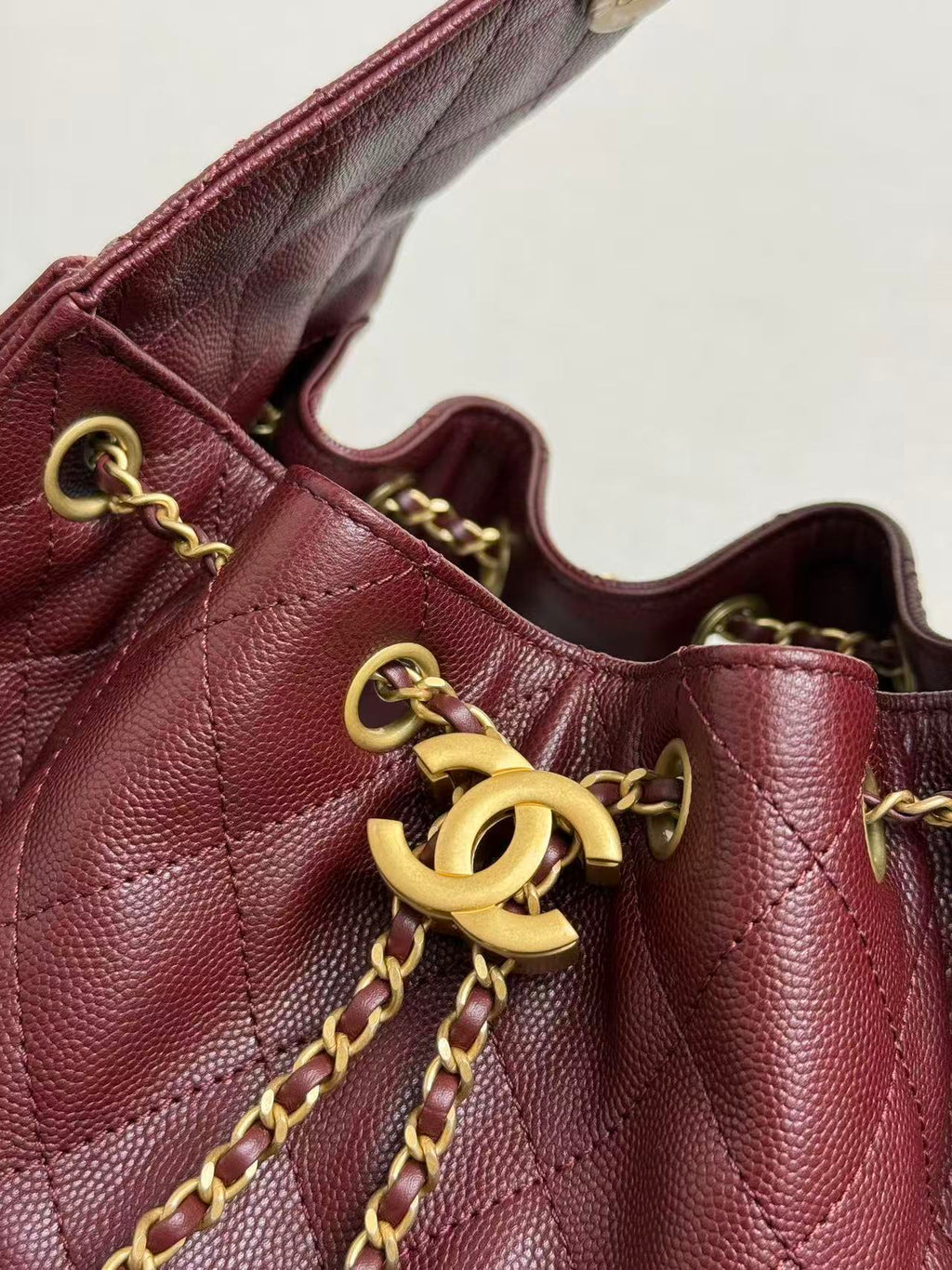 CC 25s Hobo Bag Burgundy Gold Calfskin