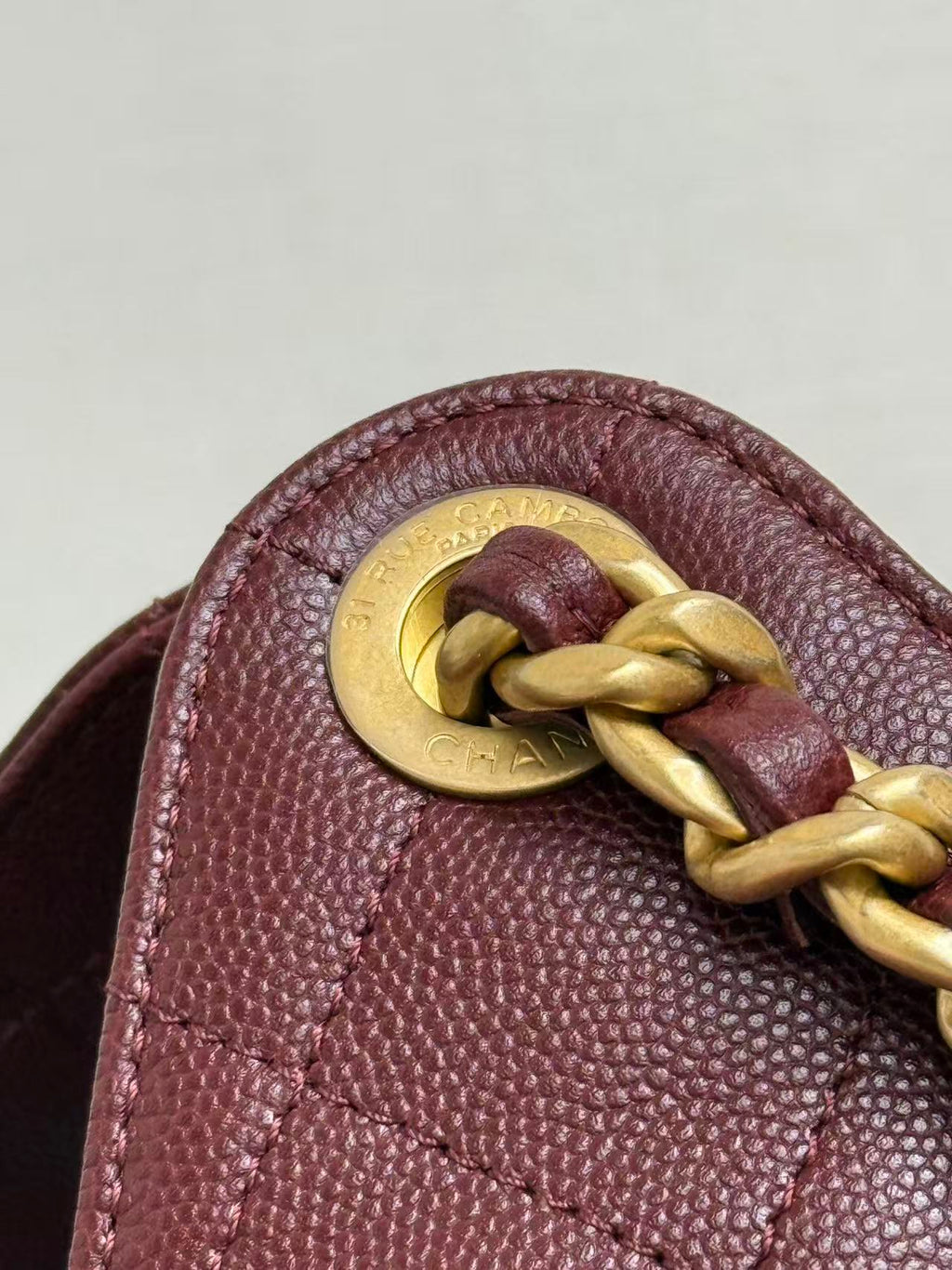 CC 25s Hobo Bag Burgundy Gold Calfskin