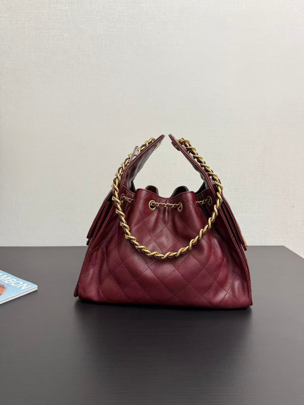 CC 25s Hobo Bag Burgundy Gold Calfskin