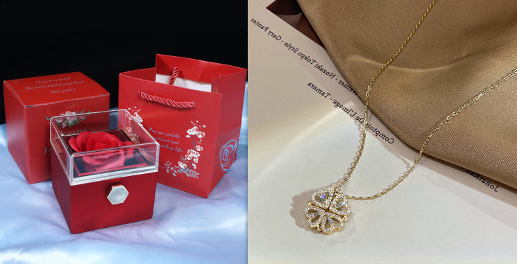 Manyetik Kalp Yonca Kolye - Açılabilir Retro Kadın Kolyesi | 𝐂𝐫𝐨𝐰𝐧 𝐓𝐢𝐦𝐞