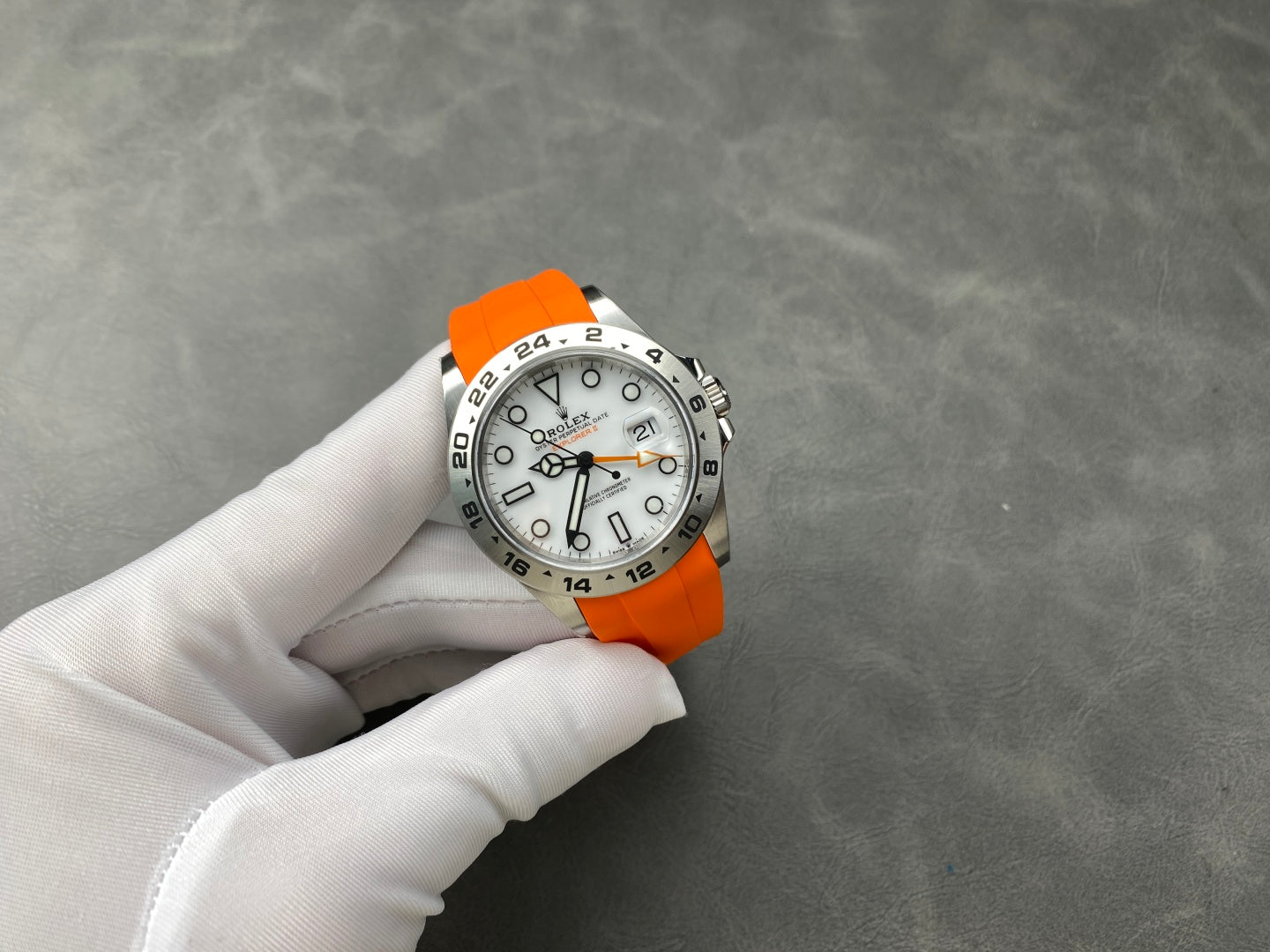 Rolex Explorer II 42mm Orange Silver White Dial