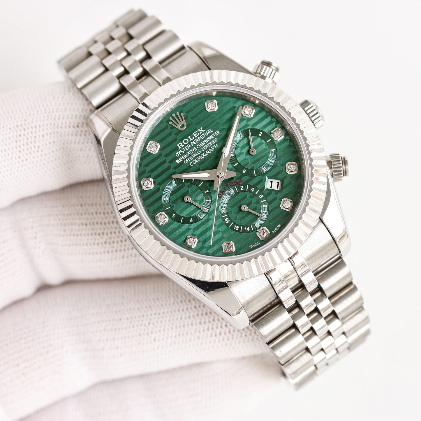 Rolex Daytona 41mm Silver Green Blue