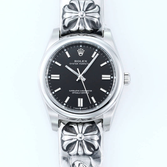 Rolex Oyster Perpetual 41mm Silver Black Dial