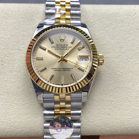 Datejust 31mm Yellow Gold Steel Champagne Dial
