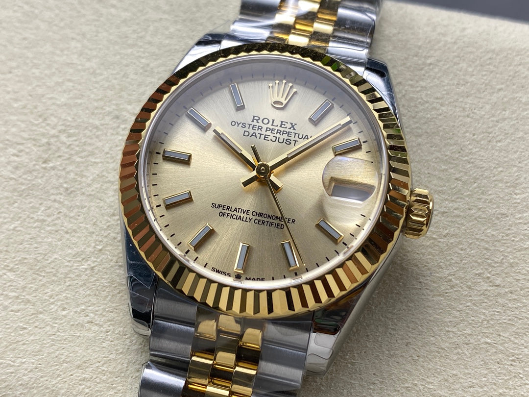 Datejust 31mm Yellow Gold Steel Champagne Dial