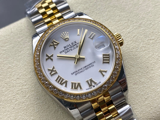 Datejust 31mm Yellow Gold Steel Diamond Bezel White Dial