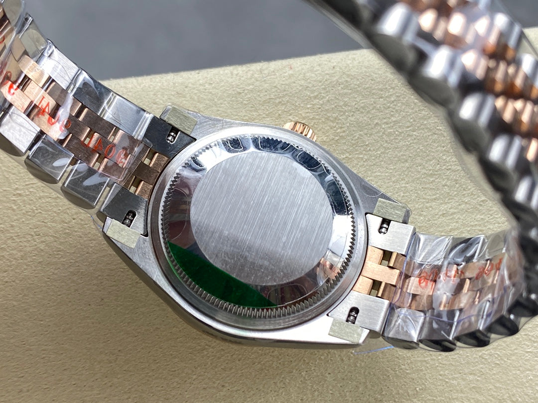 Datejust 31mm Pink Gold Steel Diamond Bezel White Mop Dial