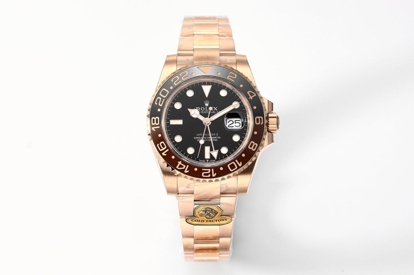 Rolex 25 GMT- Master 40mm Pink Gold Black Dial
