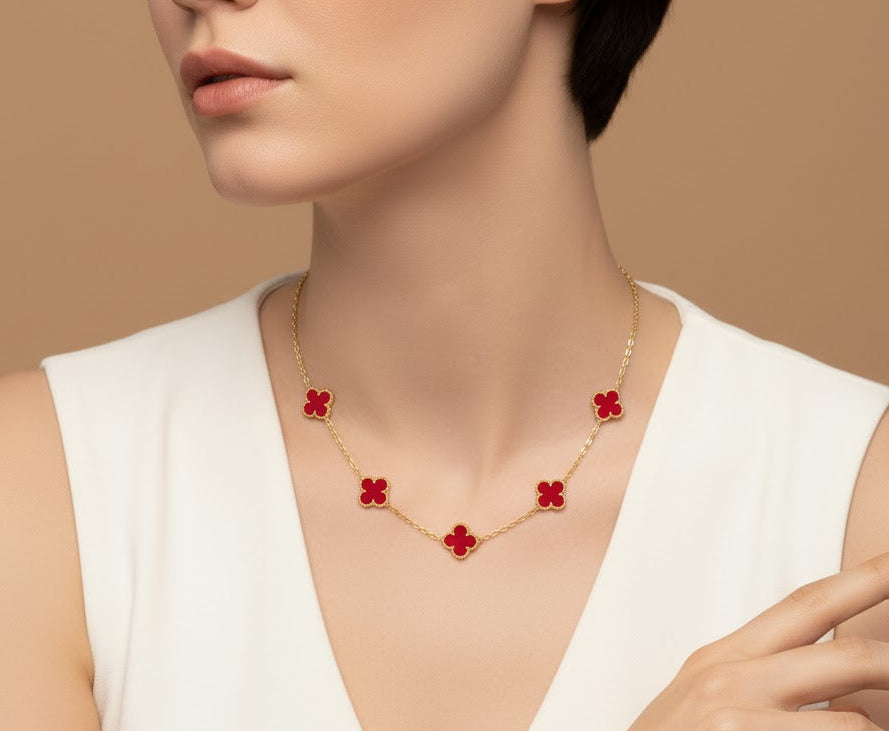 CLOVELLA Necklace - Gold/Red