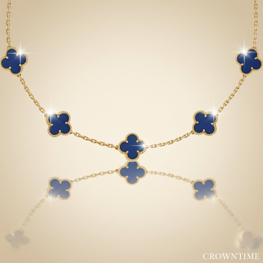 CLOVELLA Necklace - Gold/Navy Blue