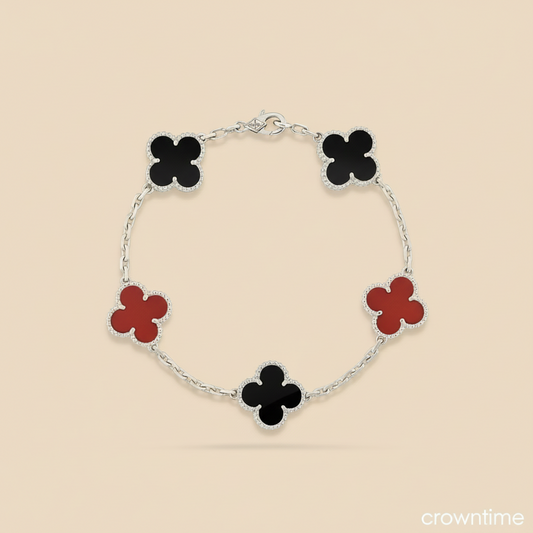 CLOVELLA Bracelet - Silver/Black/Red