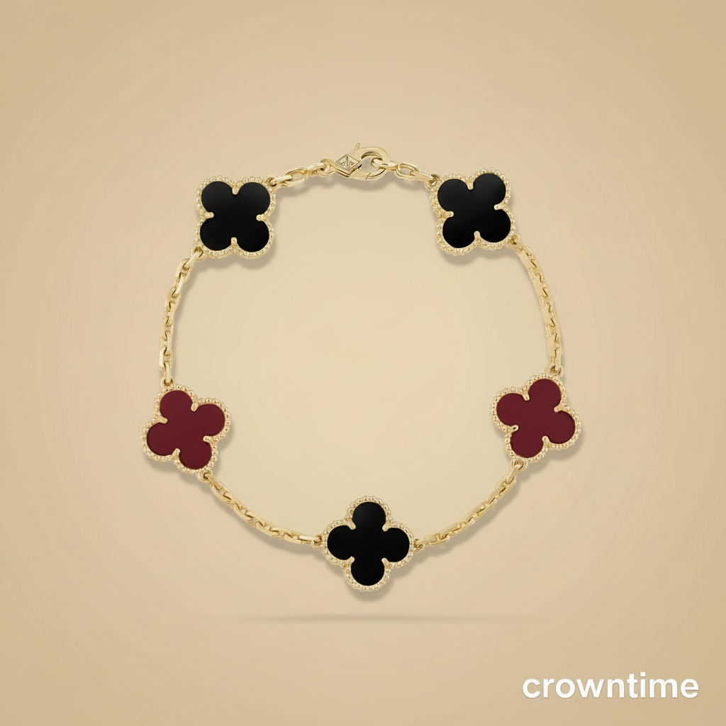 CLOVELLA  Vintage Alhambra Bracelet - Gold/Black/Red